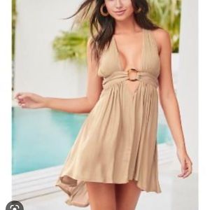 Venus NWOT Creamy Beige / Nude Backless Low-cut Swim Cover, Beach Cover Dress